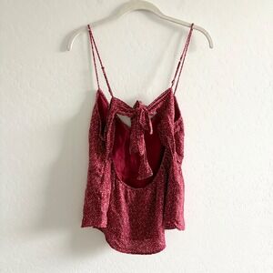 Abercrombie Fitch Y2K Red White Open Back Babydoll Floral Print Cami Tank Size L